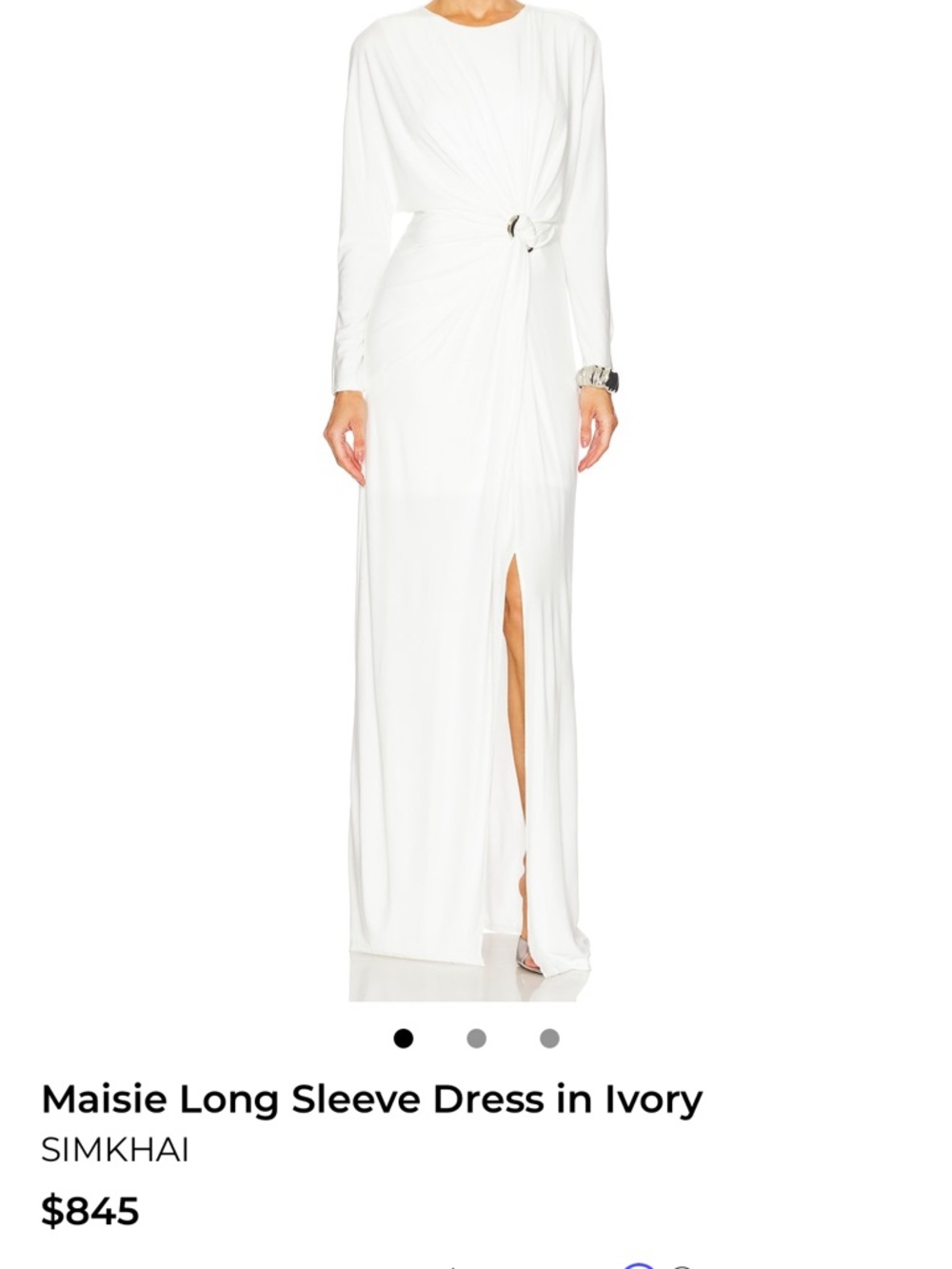 SIMKHAI Ivory Long Sleeve Maxi Dress with Knot Detail